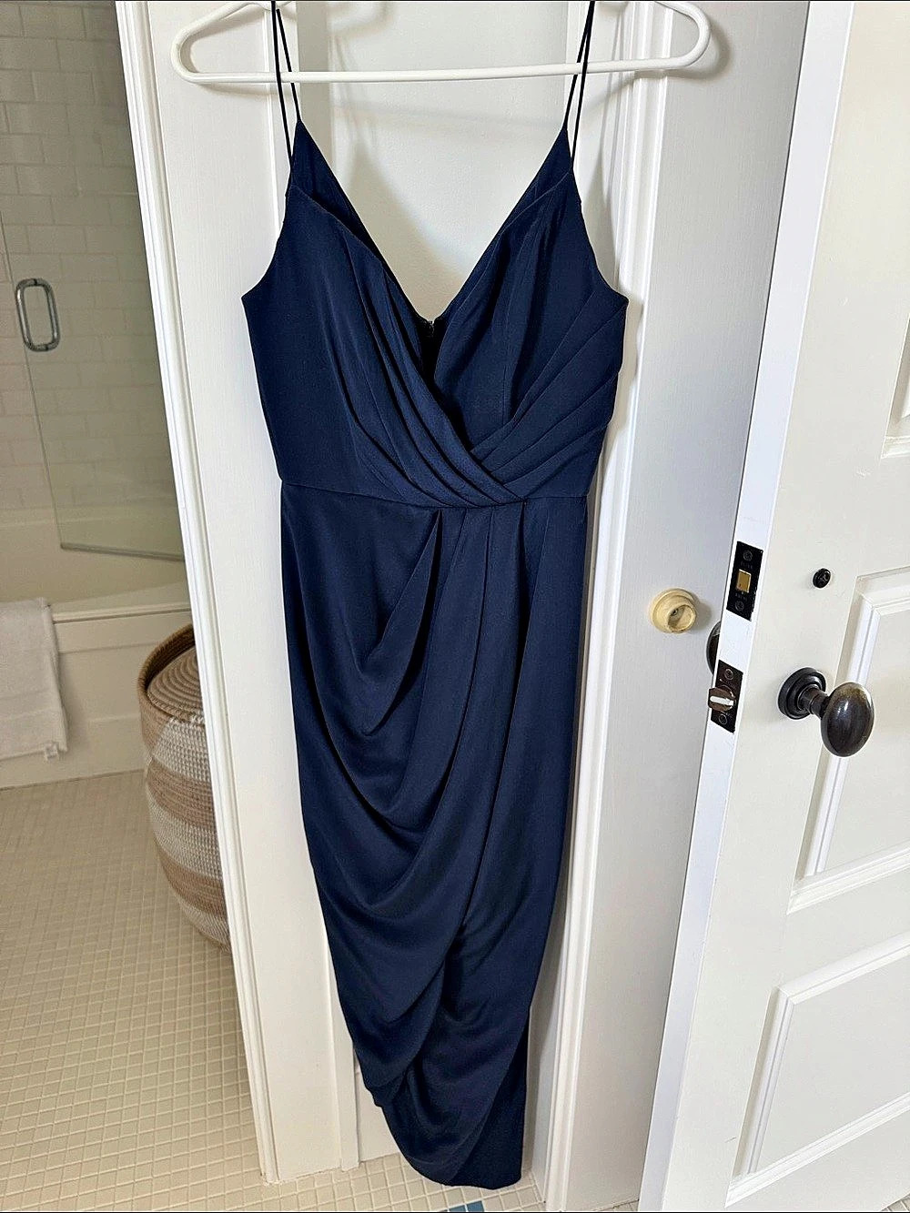 Zimmermann Silk Plunge Drape Midi Dress Blue
